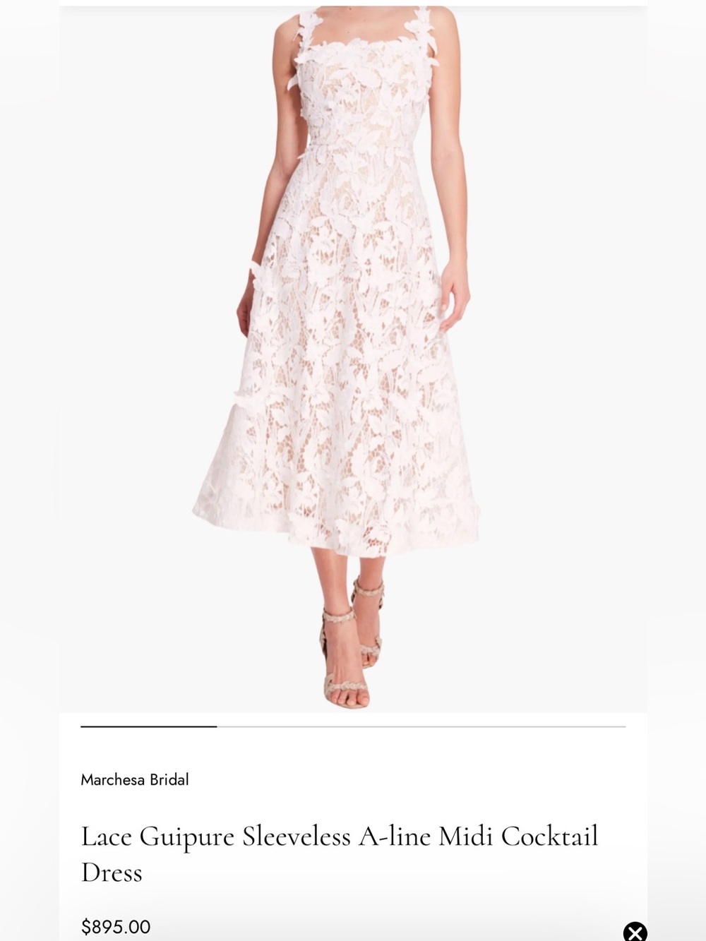 Marchesa Bridal White Lace Guipure Midi Skirt